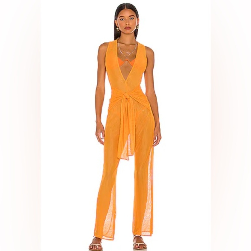 Brand new knit wrapped Vesta orange jumpsuit Camila Coehlo